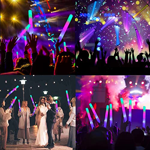 Bylaotrs 32 PCS Foam Glow Sticks Bulk,3 Modes Flashing LED Light Sticks Glow in The Dark Party Supplies Light Up Toys for Parties,Weddings,Concerts,Christmas,Halloween by 