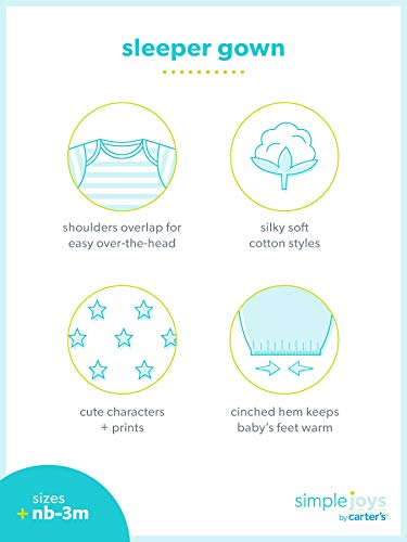 Simple Joys by Carter's Baby Girls' 3-Pack Cotton Sleeper Gown, Pink/Mint/White, 0-3 Months from Simple Joys by Carter's