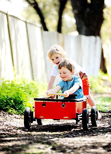 Wishbone Wagon 3in1, My First Wagon in Classic Red for Outdoors, Soap Box Racer and Foot to Floor Car, Push and Pull, Ages 12 months to 10 years by Wish-Bone