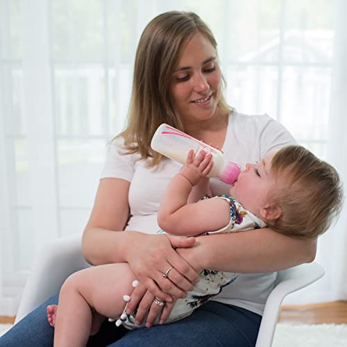 DR Browns Natural Flow Feeding Bottle 6PK Clear with Pink Print - 250ML(8OZ) (Standard) by Dr. Brown's