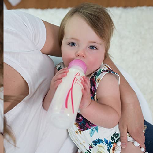 DR Browns Natural Flow Feeding Bottle 6PK Clear with Pink Print - 250ML(8OZ) (Standard) by Dr. Brown's