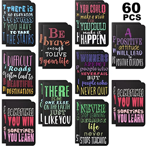 Inspirational Notepads Mini Motivational Journal Notebook Small Pocket Notepads for School Office Home Travel Gift Supplies, 10 Styles (Bright Style,60 Pieces) from 