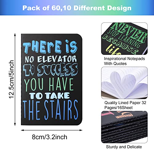 Inspirational Notepads Mini Motivational Journal Notebook Small Pocket Notepads for School Office Home Travel Gift Supplies, 10 Styles (Bright Style,60 Pieces) from 