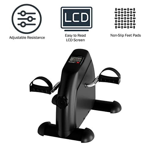 Portable Fitness Pedal Stationary Under Desk Indoor Exercise Machine Bike for Arms, Legs, Physical Therapy with LCD Display Calorie Counter by Wakeman, Black by Trademark GLB