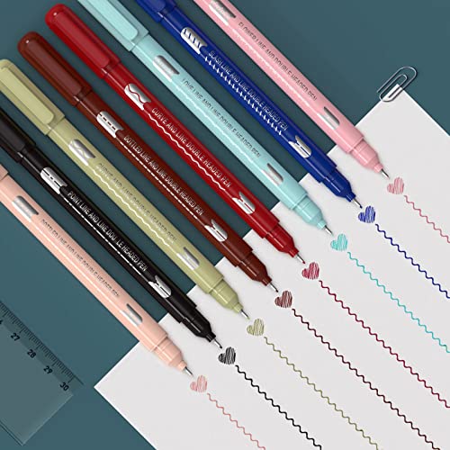 Aechy Colored Pens, Dual Tip Pens with 6 Different Curve Shapes & 8 Colors Fine Tips, Journal Planner Pens For Writing Bullet Journaling Note Taking Drawing Scrapbook Calendar Art Office School Supplies by AECHY