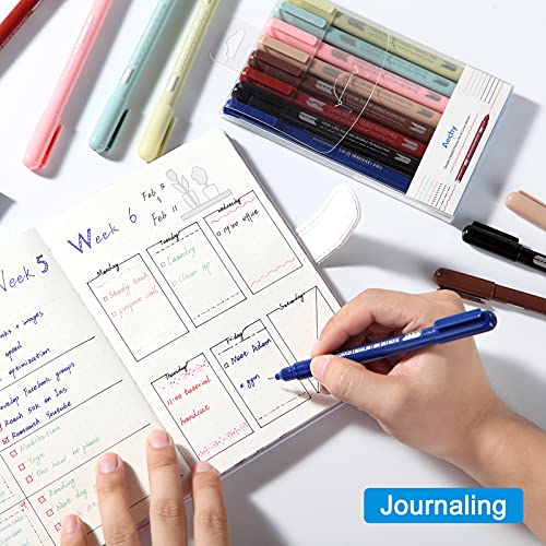 Aechy Colored Pens, Dual Tip Pens with 6 Different Curve Shapes & 8 Colors Fine Tips, Journal Planner Pens For Writing Bullet Journaling Note Taking Drawing Scrapbook Calendar Art Office School Supplies by AECHY