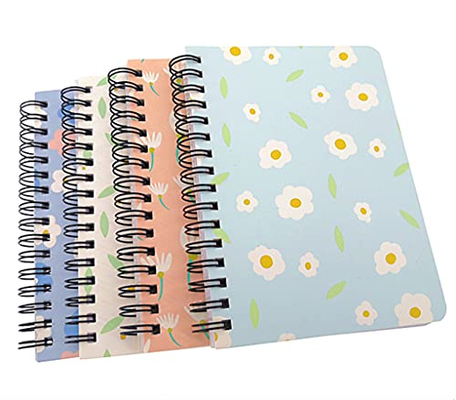 4 Pack A6 Spiral Notebook Journal,Wirebound Ruled Sketch Book Notepad Diary Memo Planner,A6 Size(5.7X4.1") & 80 Sheets (Flower B) from Alimitopia