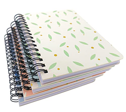 4 Pack A6 Spiral Notebook Journal,Wirebound Ruled Sketch Book Notepad Diary Memo Planner,A6 Size(5.7X4.1") & 80 Sheets (Flower B) from Alimitopia