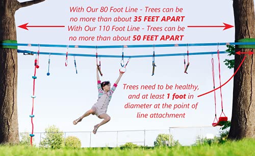 Lily's Things Double Ninja Slackline Obstacle Course for Kids - 110 Foot Line - Monkey Bars Playground Equipment - Ninja Warrior Obstacle Course for Kids - Patented Double Line Design (Deluxe) by Lillian Imports LLC