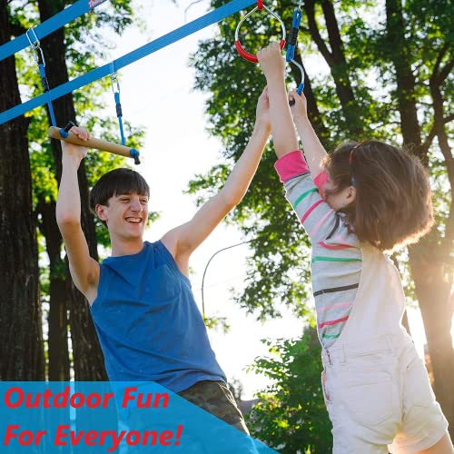 Lily's Things Double Ninja Slackline Obstacle Course for Kids - 110 Foot Line - Monkey Bars Playground Equipment - Ninja Warrior Obstacle Course for Kids - Patented Double Line Design (Deluxe) by Lillian Imports LLC