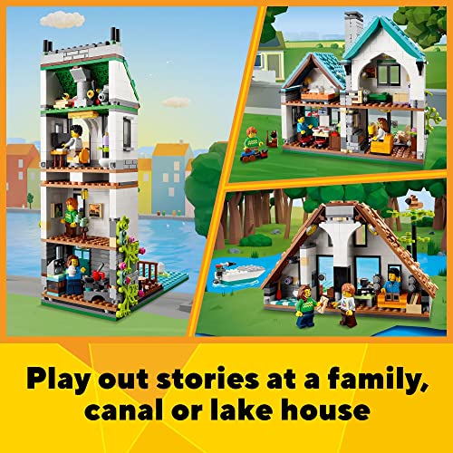 LEGO Creator 3 in 1 Cozy House Toy Set 31139, Model Building Kit with 3 Different Houses Plus Family Minifigures and Accessories, Gift for Kids, Boys and Girls by LEGO
