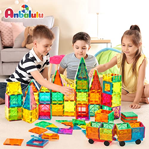 Anbalulu Magnetic Building Tiles, 134PCS Large Magnet Building Set,Magnetic Blocks, 3D STEM Stacking Toys, Magnets Toy for Kids Boys Girls by ANBALULU