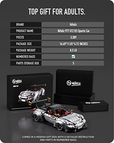 Nifeliz Sports Car 977, GTZ RS Racing Model Toy, Collectible Building KitÂ for Adults (3,389Â Pieces) by Nifeliz