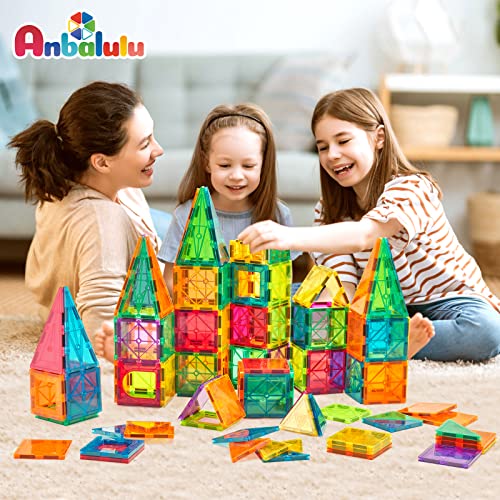 Anbalulu Magnetic Building Tiles, 134PCS Large Magnet Building Set,Magnetic Blocks, 3D STEM Stacking Toys, Magnets Toy for Kids Boys Girls by ANBALULU