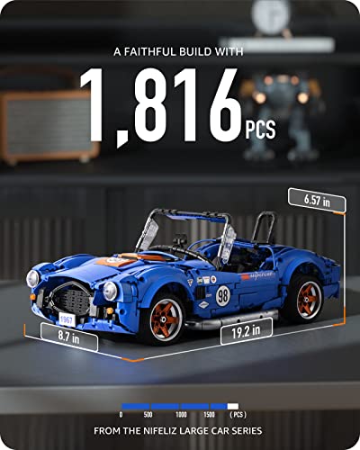 Nifeliz Cobra Sports Car, Iconic Rodster Model Toy, Collectible Building Set for Adult Gift Giving (1,816 Pieces) from Nifeliz