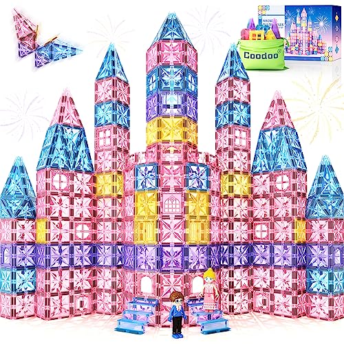 108PCS Magnetic Tiles Princess Toys for Girls Boys-STEM Kids Toys Magnetic Blocks Doll House Building Toys for Kids, Sensory Toddler Toys for 3+ Year Old Girls and Boys, Toddler Girls Toys Age 6-8 by Coodoo