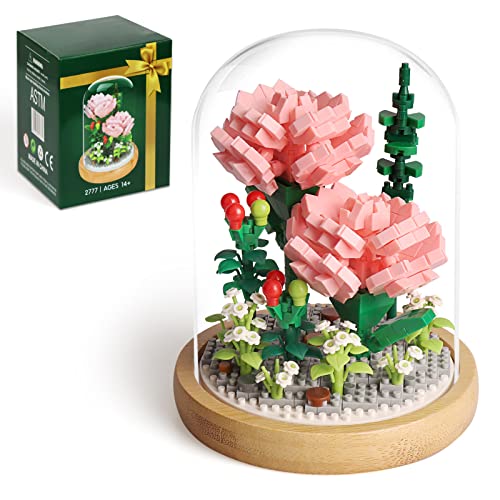 Flower Bouquets Building Sets, Pink Rose Bonsai Tree Botanical Collection with Display Case, Mini Gift Kits for Adults Teens 12+ Girls Women (675Pcs Micro Blocks) by HIGH GODO