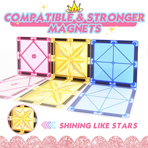 108PCS Magnetic Tiles Princess Toys for Girls Boys-STEM Kids Toys Magnetic Blocks Doll House Building Toys for Kids, Sensory Toddler Toys for 3+ Year Old Girls and Boys, Toddler Girls Toys Age 6-8 by Coodoo