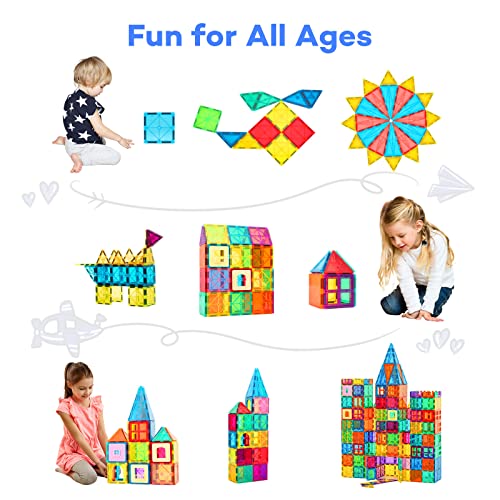 Anbalulu Magnetic Building Tiles, 134PCS Large Magnet Building Set,Magnetic Blocks, 3D STEM Stacking Toys, Magnets Toy for Kids Boys Girls by ANBALULU