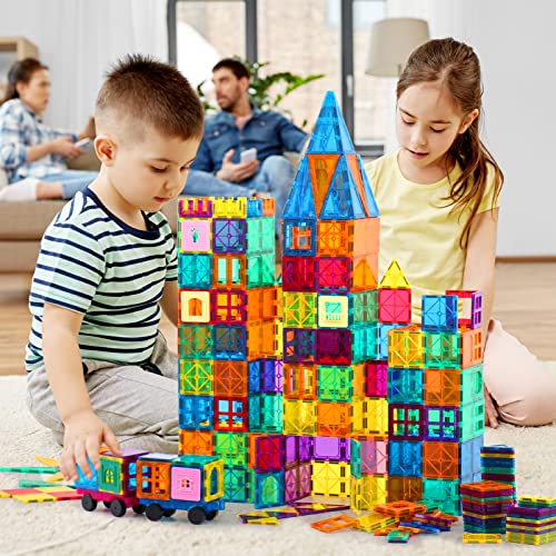 Anbalulu Magnetic Building Tiles, 134PCS Large Magnet Building Set,Magnetic Blocks, 3D STEM Stacking Toys, Magnets Toy for Kids Boys Girls by ANBALULU
