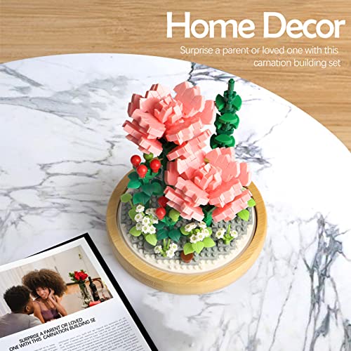 Flower Bouquets Building Sets, Pink Rose Bonsai Tree Botanical Collection with Display Case, Mini Gift Kits for Adults Teens 12+ Girls Women (675Pcs Micro Blocks) by HIGH GODO