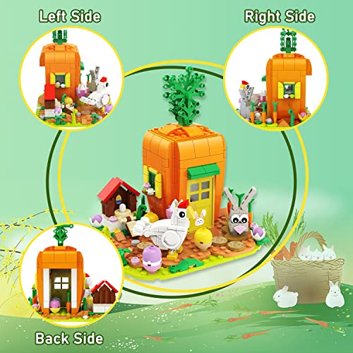 Bestbase Easter Bunny Carrot House Building Blocks Kit - 394 Pcs Easter Toys Easter Eggs Toy Building Sets, Easter Gifts for Kids Easter Basket Stuffers Easter Egg Fillers for Boys/Girls Age 6+ by Bestbase