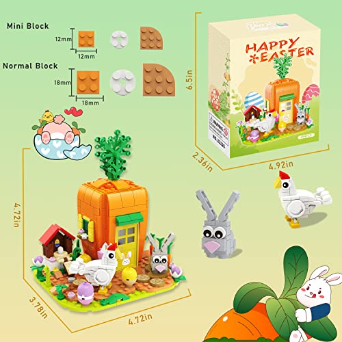 Bestbase Easter Bunny Carrot House Building Blocks Kit - 394 Pcs Easter Toys Easter Eggs Toy Building Sets, Easter Gifts for Kids Easter Basket Stuffers Easter Egg Fillers for Boys/Girls Age 6+ by Bestbase