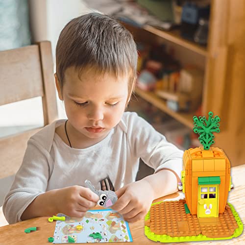 Bestbase Easter Bunny Carrot House Building Blocks Kit - 394 Pcs Easter Toys Easter Eggs Toy Building Sets, Easter Gifts for Kids Easter Basket Stuffers Easter Egg Fillers for Boys/Girls Age 6+ by Bestbase