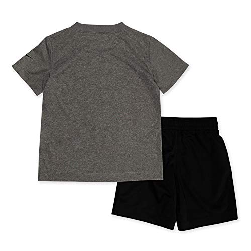 Nike Boy`s Dri-Fit T-Shirt & Shorts 2 Piece Set (Black(66F026-023)/White/Grey, 24 Months) by Nike