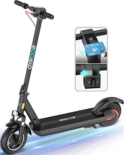 Gyroor Electric Scooter Adults with Dual Shock Absorbers Up to 31 Miles 18.6Mph,Turn Signal 500W Motor NFC Safety Lock,IP67 Core Components Waterproof Foldable Scooter Electric for Adults by Gyroor