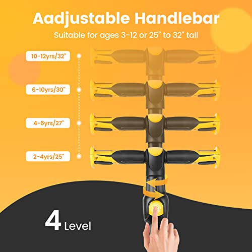 TONBUX Kids Scooter with Adjustable Height Toddler Scooter, Lean to Steer, Light Up 3-Wheels, Shock Absorption Design, Scooter for Kids Age 3-10 by TONBUX