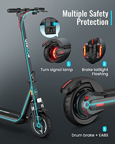 Gyroor Electric Scooter Adults with Dual Shock Absorbers Up to 31 Miles 18.6Mph,Turn Signal 500W Motor NFC Safety Lock,IP67 Core Components Waterproof Foldable Scooter Electric for Adults by Gyroor