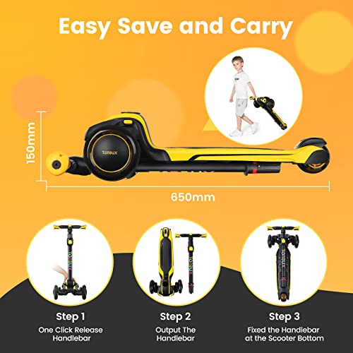TONBUX Kids Scooter with Adjustable Height Toddler Scooter, Lean to Steer, Light Up 3-Wheels, Shock Absorption Design, Scooter for Kids Age 3-10 by TONBUX