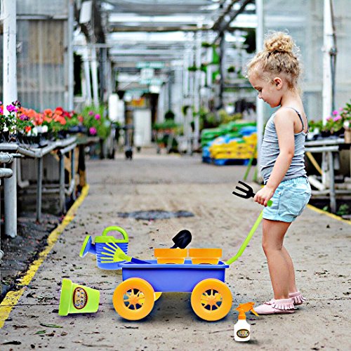 Dimple Garden Wagon & Tools Toy Set Premium 15Piece Gardening Tools & Wagon Toy Set â Sturdy & Durable - Top Yd, Beach, Sand, Garden Toy - Great for Kids & Toddlers (Garden Toy Set), Green (Single) by Dimple
