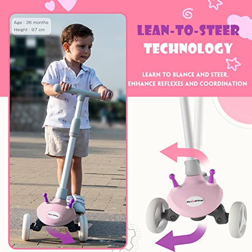 ScootHop Electric Scooter for Kids, 3 Wheel Electric Scooter for Toddlers Girls Boys, 3 Adjustable Height, Lean to Steer, Electric Kick Scooter for Kids with LED Light-up Wheels, Ages 2-8 Unique Gift by ScootHop