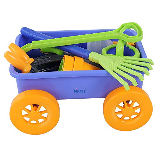 Dimple Garden Wagon & Tools Toy Set Premium 15Piece Gardening Tools & Wagon Toy Set â Sturdy & Durable - Top Yd, Beach, Sand, Garden Toy - Great for Kids & Toddlers (Garden Toy Set), Green (Single) by Dimple