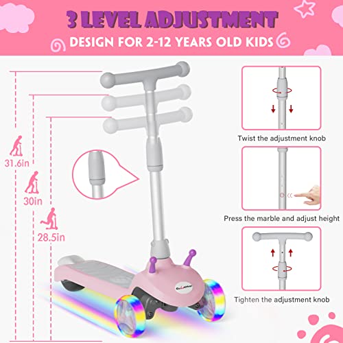 ScootHop Electric Scooter for Kids, 3 Wheel Electric Scooter for Toddlers Girls Boys, 3 Adjustable Height, Lean to Steer, Electric Kick Scooter for Kids with LED Light-up Wheels, Ages 2-8 Unique Gift by ScootHop