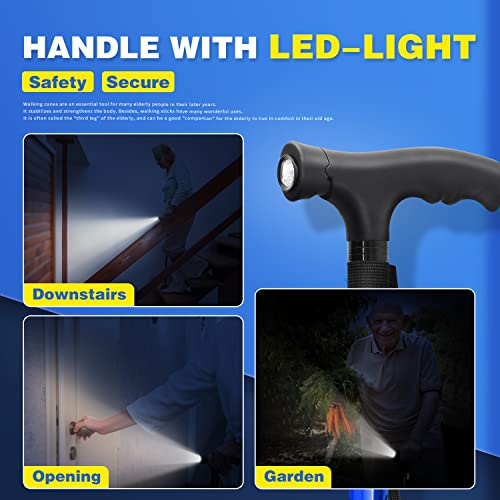 BigAlex Folding Walking Cane with LED Light,Pivoting Quad Base,Adjustable Walking Stick with Carrying Bag for Man/Woman (MG Alloy Baseï¼Blueï¼) by Z.L.Seals