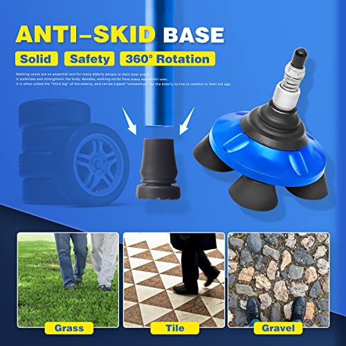 BigAlex Folding Walking Cane with LED Light,Pivoting Quad Base,Adjustable Walking Stick with Carrying Bag for Man/Woman (MG Alloy Baseï¼Blueï¼) by Z.L.Seals