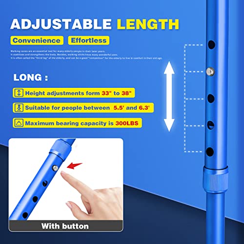 BigAlex Folding Walking Cane with LED Light,Pivoting Quad Base,Adjustable Walking Stick with Carrying Bag for Man/Woman (MG Alloy Baseï¼Blueï¼) by Z.L.Seals