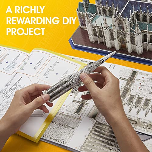 CubicFun 3D Puzzles for Adults National Geographic St. Patrick's Cathedral Model Kits, New York Architecture Puzzles for Adults Desk Building Puzzles for Kids Ages 8-10 with Booklet, 117 Pieces from CubicFun