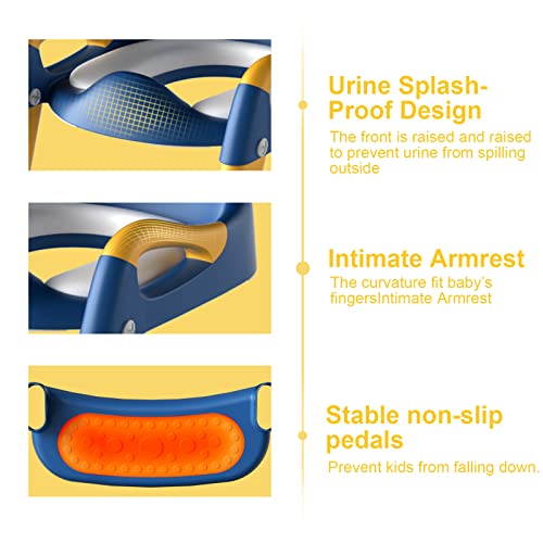 GLAF Toddler Potty Training Seat with Ladder Toddler Potty Seat for Kids Foldable Toilet 2 in 1 Adjustable Toddler Toilet Training Seat with Comfortable Cushion Anti-Slip Pads for Boys Girls(Blue) from GLAF