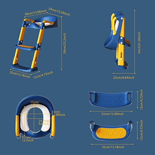 GLAF Toddler Potty Training Seat with Ladder Toddler Potty Seat for Kids Foldable Toilet 2 in 1 Adjustable Toddler Toilet Training Seat with Comfortable Cushion Anti-Slip Pads for Boys Girls(Blue) from GLAF