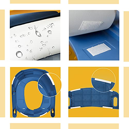 GLAF Toddler Potty Training Seat with Ladder Toddler Potty Seat for Kids Foldable Toilet 2 in 1 Adjustable Toddler Toilet Training Seat with Comfortable Cushion Anti-Slip Pads for Boys Girls(Blue) from GLAF