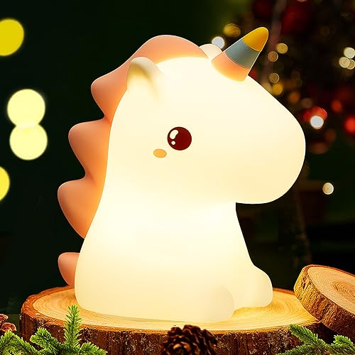 Unicorn Night Light for Girls Bedroom, Cute Night Light for Kids Room, Squishy Silicone Lamp for Baby Nursery, Unicorn Gifts Horse Gifts for Girl Toddler, Color Changing Nightlight, USB Rechargeable from Mubarek