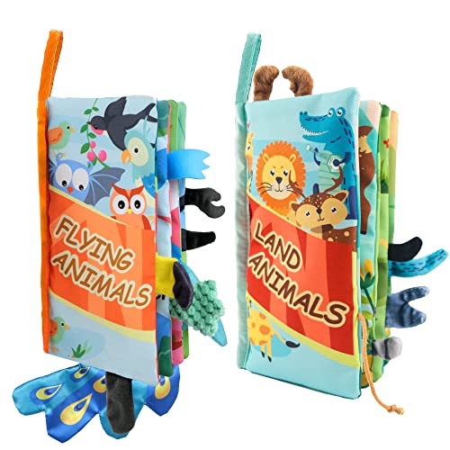 Baby Books 0-6 Months, 2PCS Baby Toys 0-6 Months Baby Essentials Baby Boy Girl Gifts Must Haves Soft Crinkle Books Travel Toys Montessori Toys for Babies 0-6 Months Newborn Infant Toys 0-3-6-12 Months by Richgv