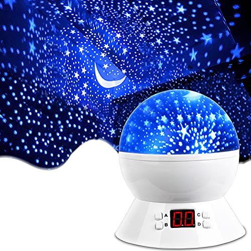 MOKOQI Star Projector Night Lights for Kids With Timer, Gifts for 1 - 14 Year Old Girl and Boy, Room Lights for Kids Glow in The Dark Stars and Moon can Make Child Sleep Peacefully and Best Gift-White from MOKOQI
