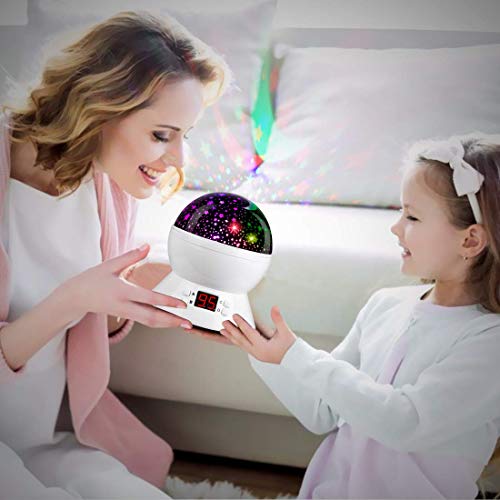 MOKOQI Star Projector Night Lights for Kids With Timer, Gifts for 1 - 14 Year Old Girl and Boy, Room Lights for Kids Glow in The Dark Stars and Moon can Make Child Sleep Peacefully and Best Gift-White from MOKOQI