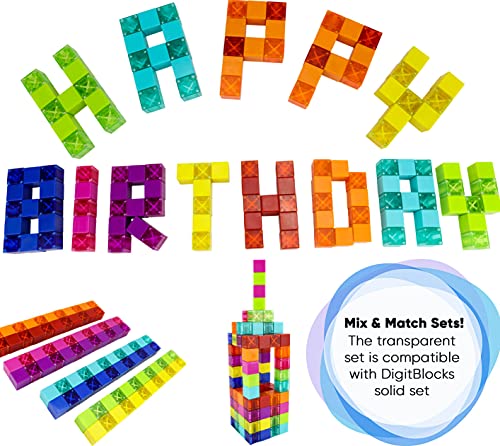 Brainspark Translucent DigitBlocks 48 Pcs Magnetic Building Blocks Sensory Toys for Kids STEM Educational Sets Learning & Development Toys Magnet Cubes from BrainSpark