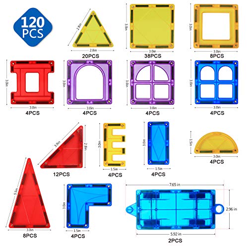 Magblock 120 PCS Magnetic Blocks, Magnetic Tiles Building Blocks for Kids Toysä¸¨Magnet Toys Set 3D Building Blocks for Toddler Boys and Girls by Maige